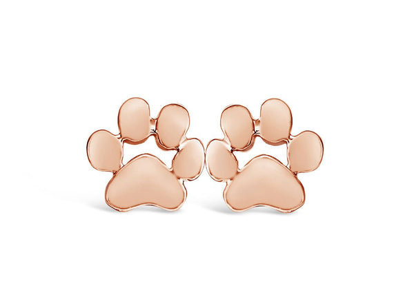 Rose Gold Dog Paw Print Stud Earrings