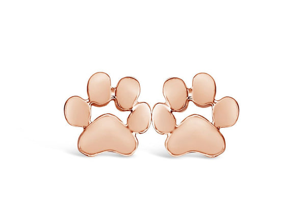 Rose Gold Dog Paw Print Stud Earrings-Rosa Vila Boutique