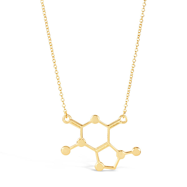 Rose Gold Caffeine chemical Molecule Necklace for Coffee Lovers-Rosa Vila Boutique