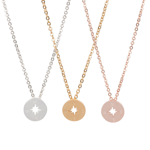 Rose Gold Compass Necklace Backpackers & Travelers-Rosa Vila Boutique