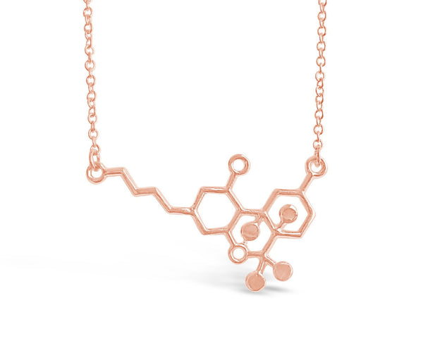 Rose Gold THC Molecule Necklace-Rosa Vila Boutique