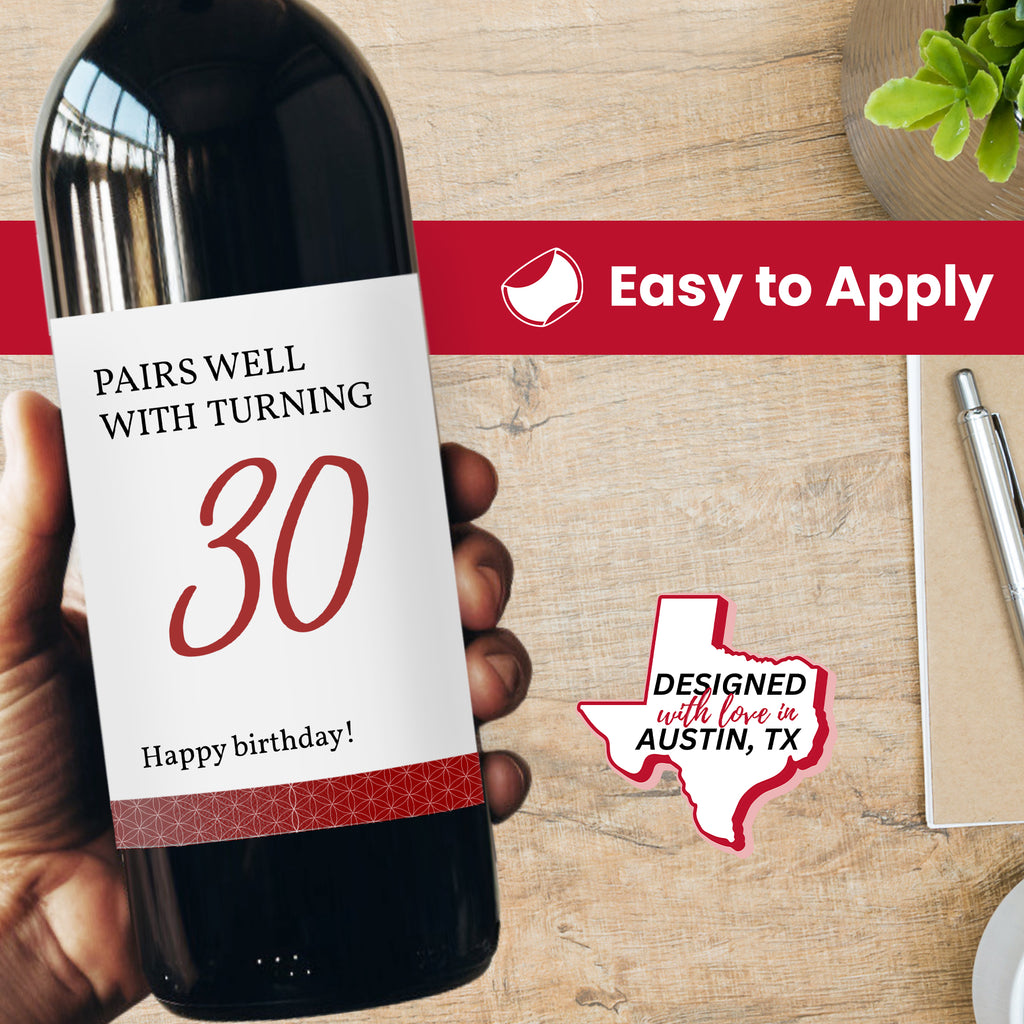 Turning 30 Wine Bottle Label