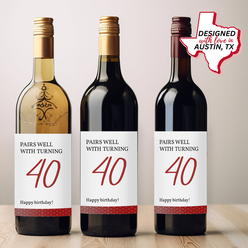 Turning 40 Wine Bottle Label