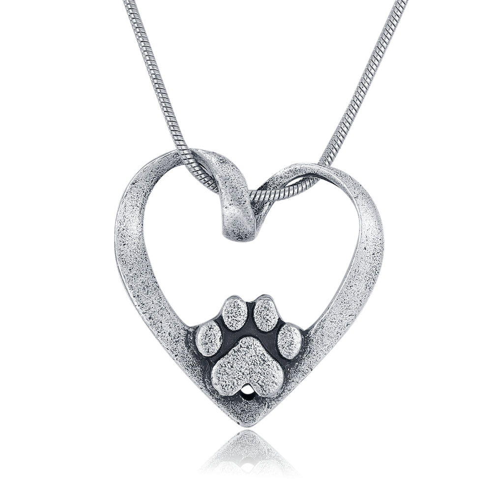 Heart Shape With Dog Paw Necklace