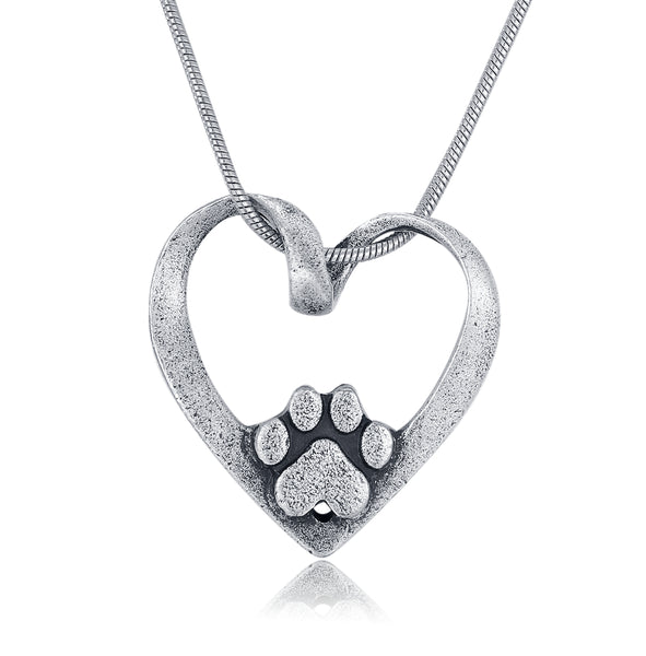 Heart Shape With Dog Paw Necklace