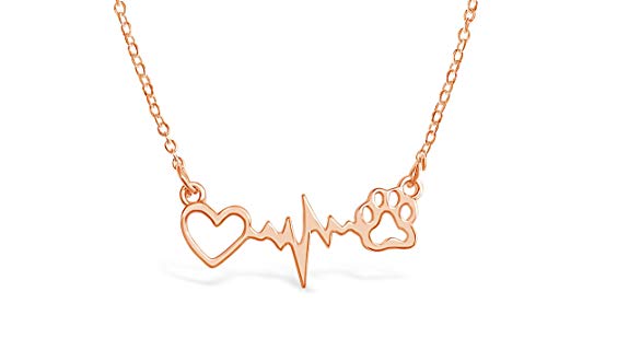 Dog Paw Print With Heartbeat Necklace For Women-Rosa Vila Boutique