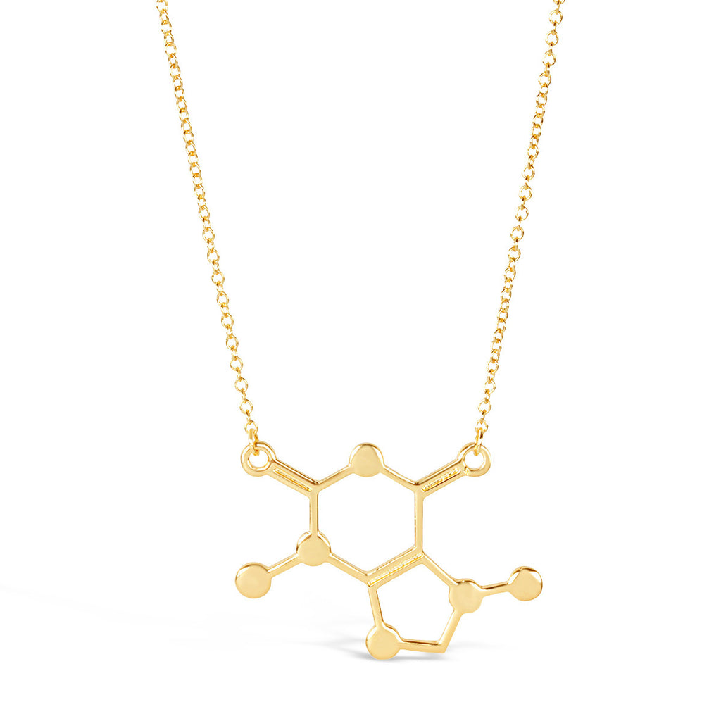Silver Caffeine chemical Molecule Necklace for Coffee Lovers-Rosa Vila Boutique