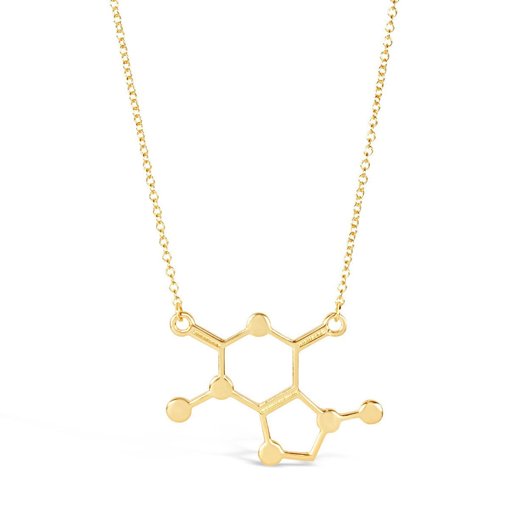 Gold Caffeine chemical Molecule Necklace for Coffee Lovers-Rosa Vila Boutique
