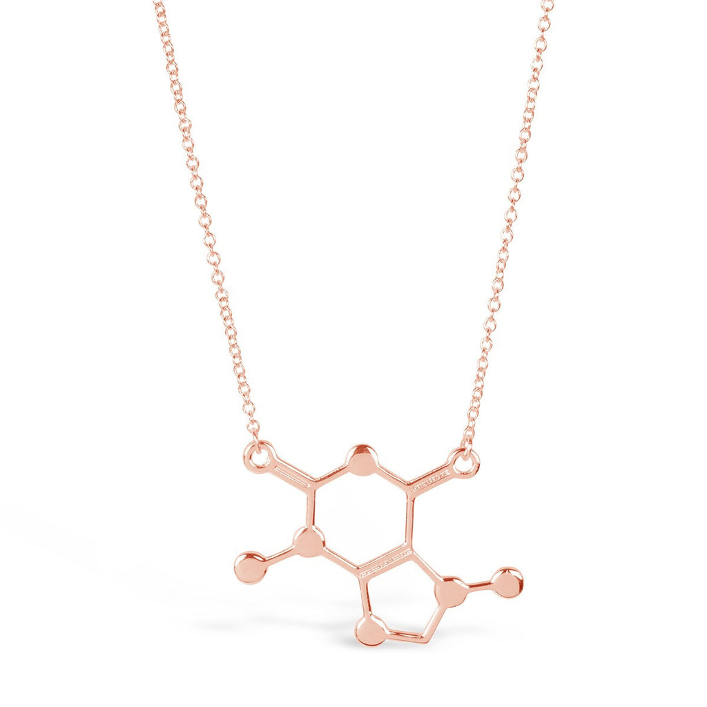 Rose Gold Caffeine chemical Molecule Necklace for Coffee Lovers-Rosa Vila Boutique