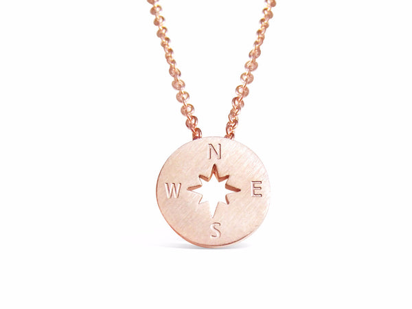 Rose Gold Compass Necklace Backpackers & Travelers-Rosa Vila Boutique
