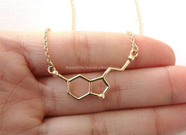 Serotonin Molecule Necklace in Rose Gold-Rosa Vila Boutique