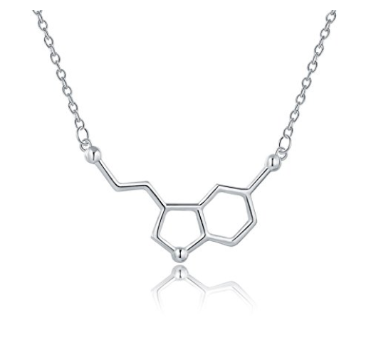 Sterling Silver Happiness Serotonin Molecule Necklace